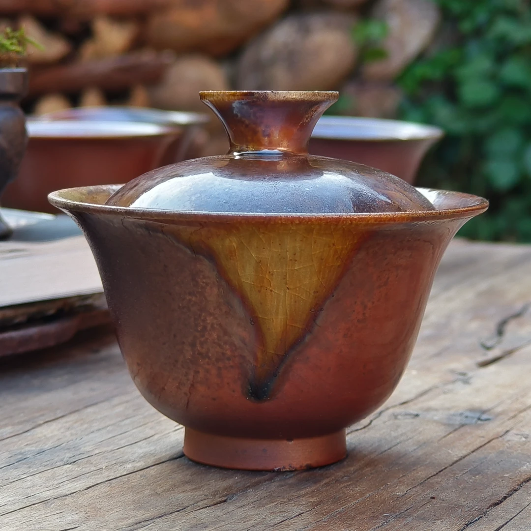 A050-062|瓷泥盖碗【柴窑裸烧】纯手工