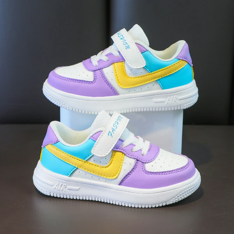 CEO ABC女童板鞋2023秋冬季新款皮面防水儿童白鞋软底女孩运动鞋