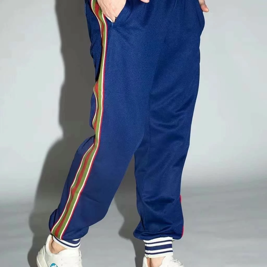 全新未使用 GUCCI/古驰 古驰Gucci侧边织带蓝色男士休闲运动卫裤
