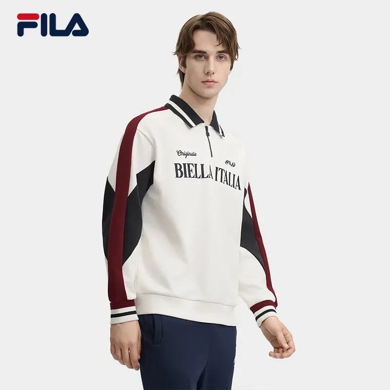 Fila/斐乐男士【POLO领复古长袖】秋冬宽松百搭时尚上衣F11M449207F