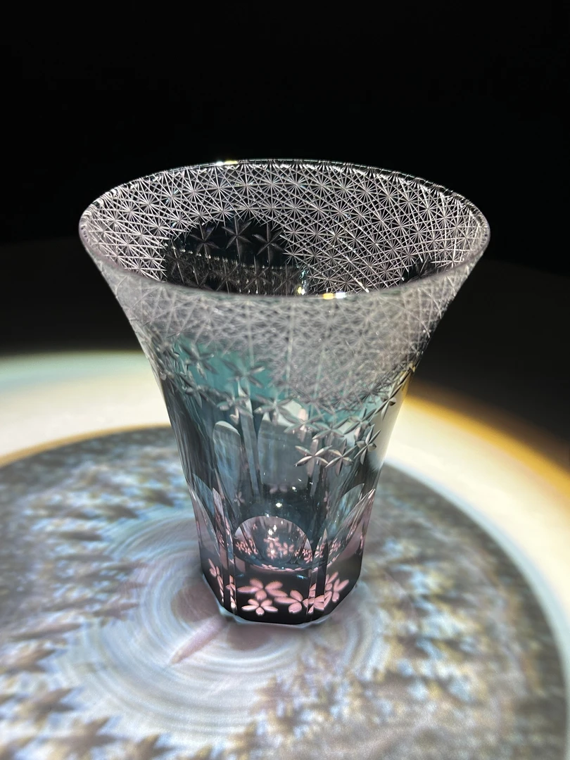 【星辰坊】 佐佐木限定喇叭花 日式江户切子水晶杯手工雕刻
