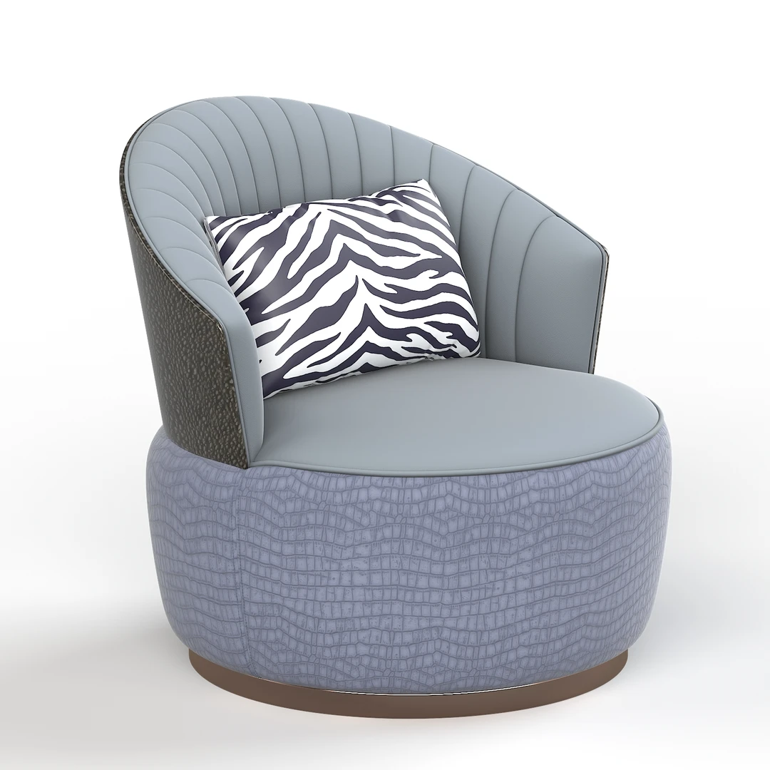 意式轻奢客厅单人沙发椅休闲椅全真皮轻奢家用阳台酒店单人沙发椅