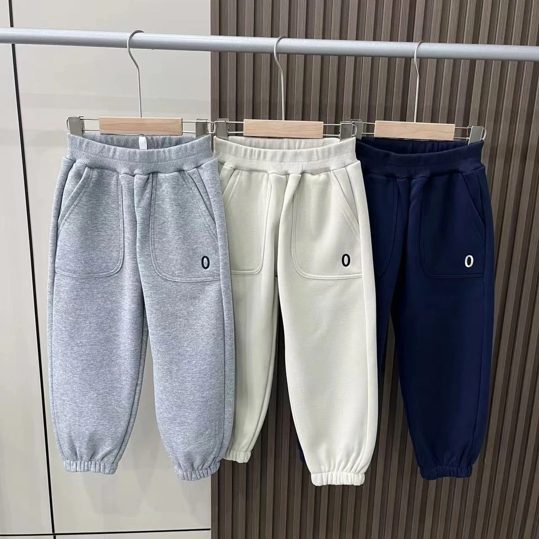 24秋冬季新款男女童时尚束脚裤加绒日常运动韩版洋气简约儿童裤子