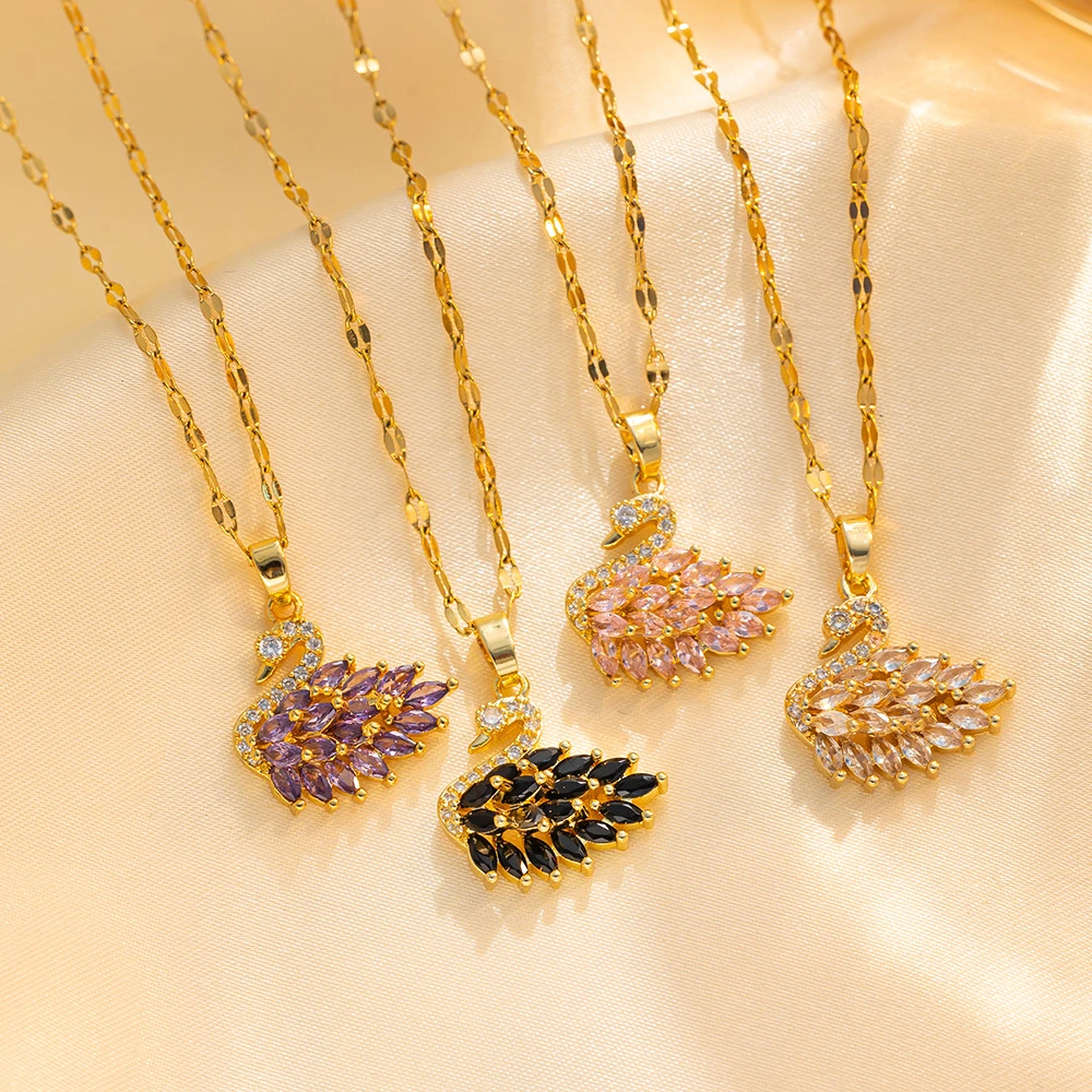 钛钢项链 高级感优雅天鹅项链女 简约百搭时尚轻奢气质精致满钻款