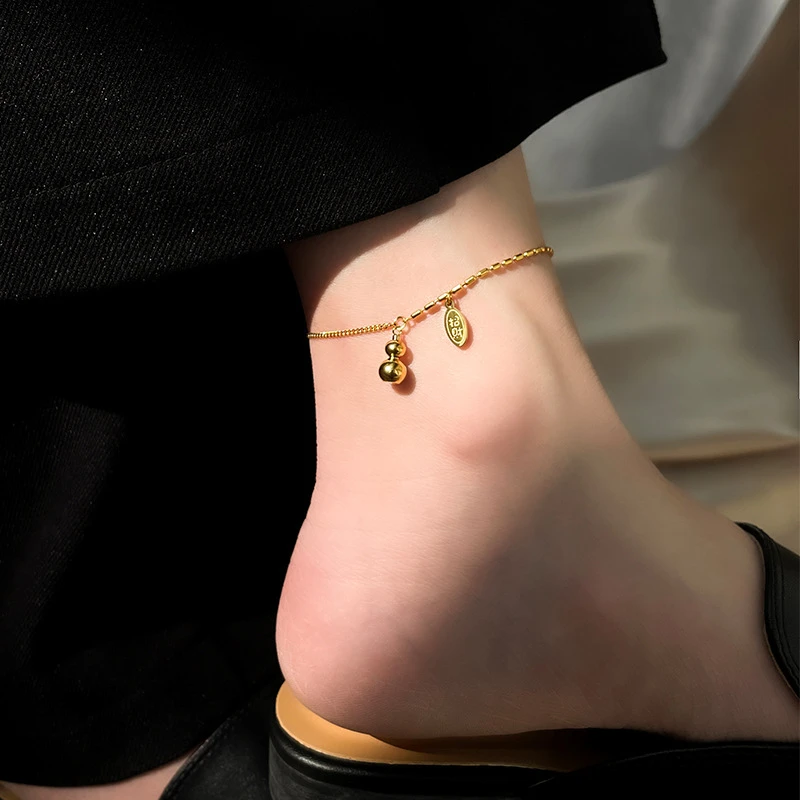 钛钢脚链 百搭招财葫芦脚链女网红ins设计感简约爆款百搭轻奢气质
