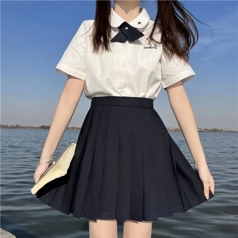 学院风小个子套装衬衫泰式jk制服夏季短袖衬衫泰式校服裙子全套