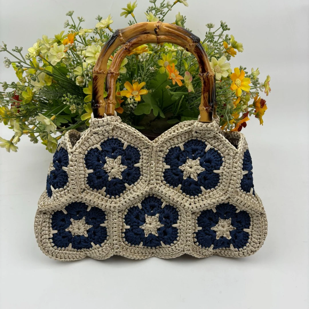 祖母格六瓣花包包材料包手工钩包包毛线