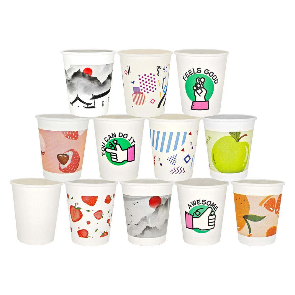 2023卡通纸杯家用新年杯子春节元旦加厚加硬防烫耐高温防漏水杯子