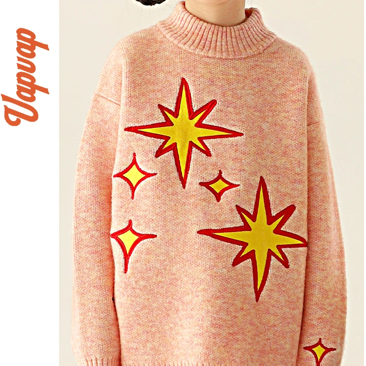 歪普歪普2024秋冬亲子中大男女儿童新年烟花针织毛衣外穿打底衫