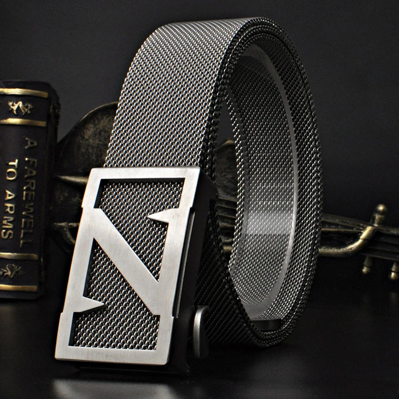 新款皮带不锈钢百搭青年加长户外自动扣内系高档时尚多功能裤腰带