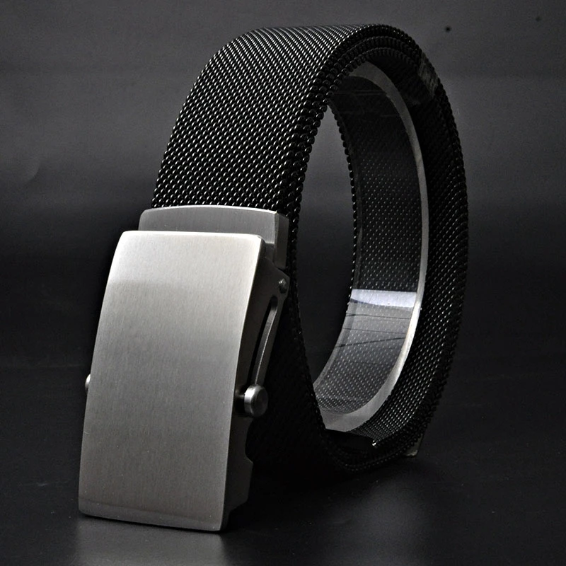 男士皮带304不锈钢自动扣质感时尚编织潮青年户外防身皮带自动扣