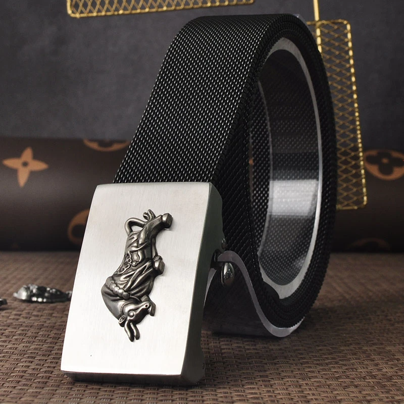 十二生肖皮带304不锈钢腰带中青年户外自动扣内系多功能防身裤带