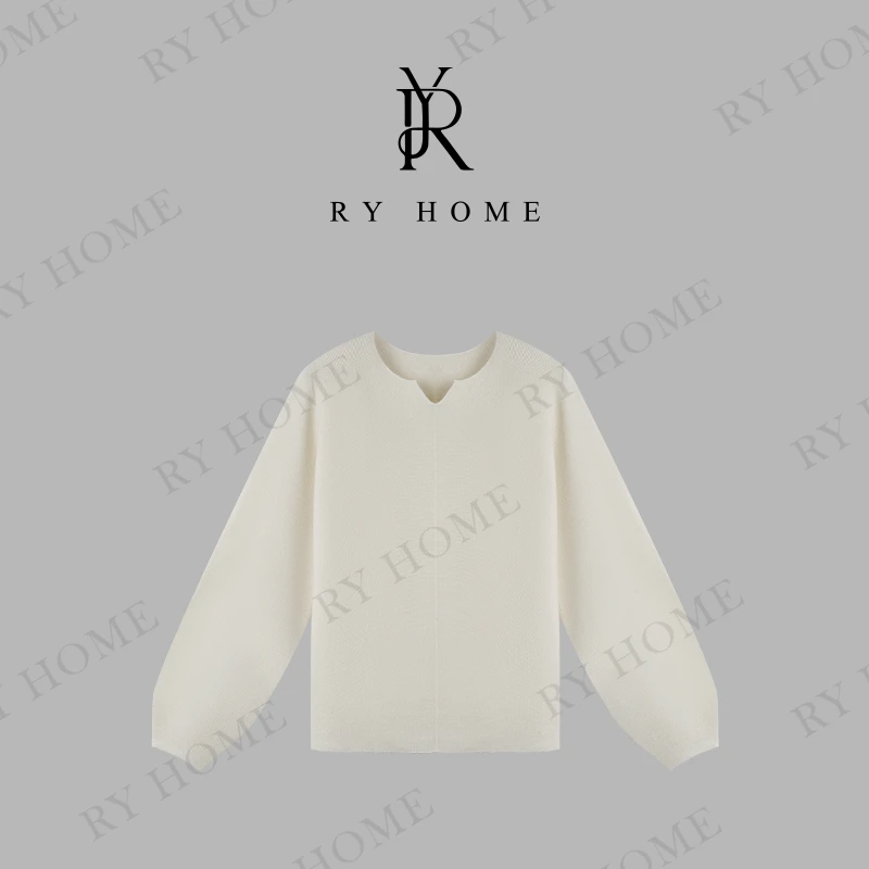【容雨RYHOME】100%绵羊毛~小V正反针无缝毛衣243M2720