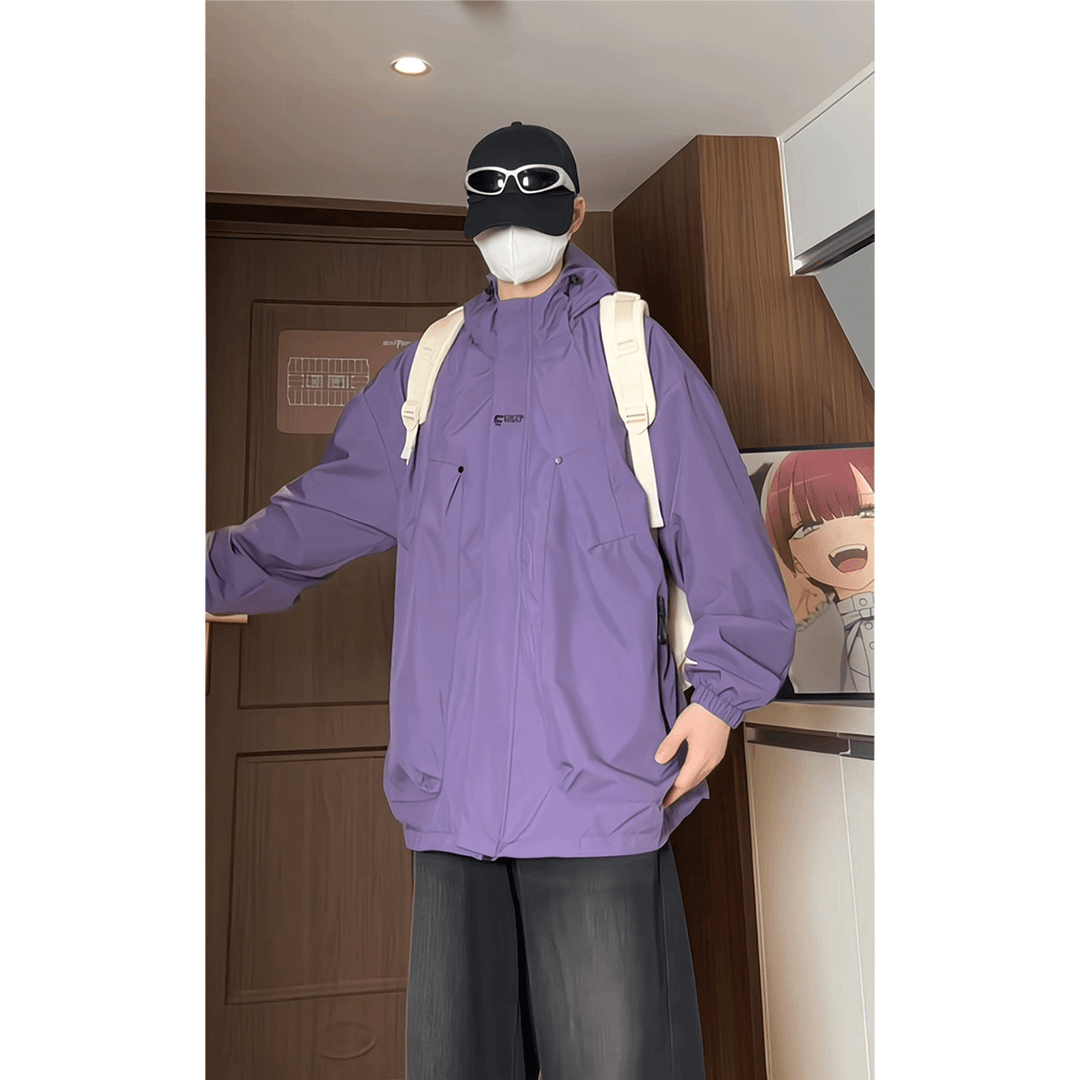 星空紫山系冲锋衣男款春秋户外骑行运动登山服美式暴雨级外套夹克