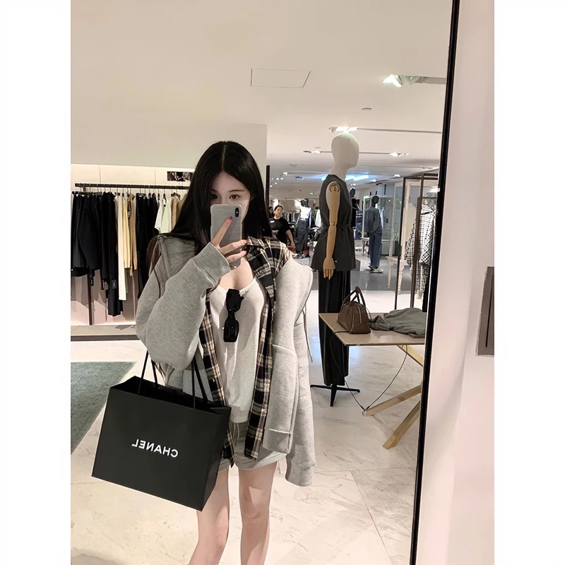 cleanfit浅灰色开衫卫衣男款春秋季美式高街痞帅上衣vibe宽松外套