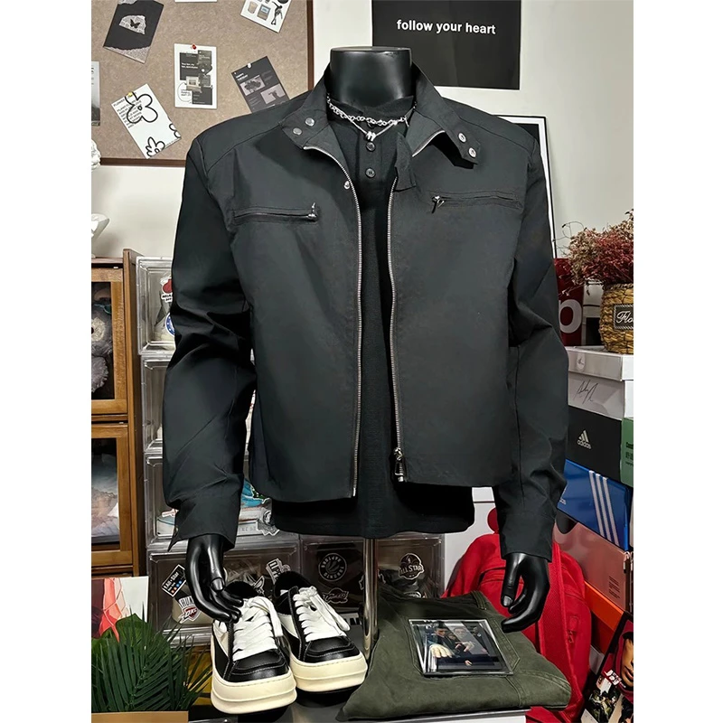 黑色短款垫肩外套男春秋款潮牌高级感痞帅美式高街工装飞行员夹克