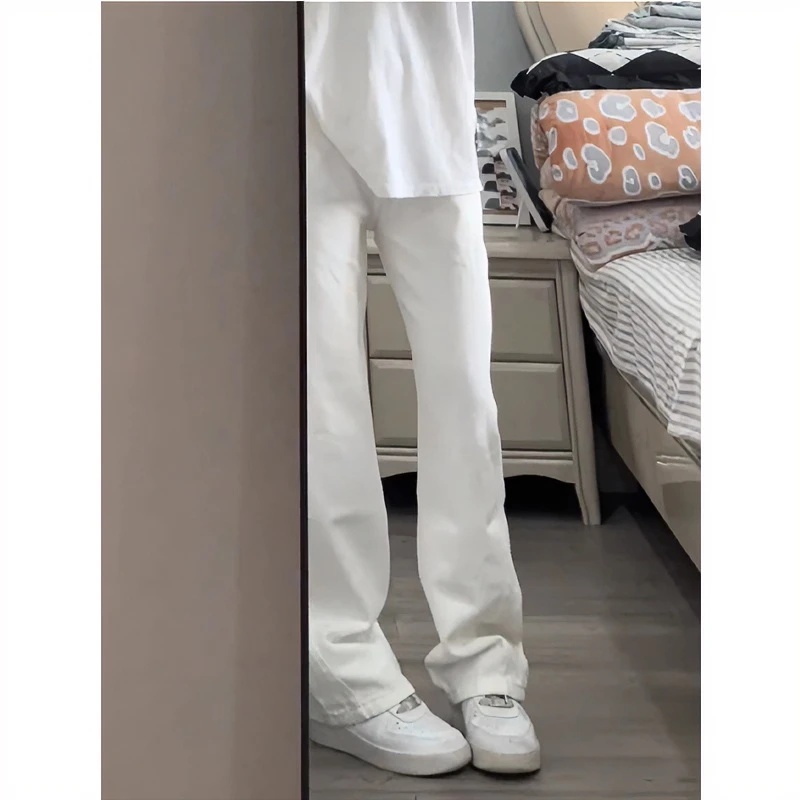 cleanfit白色牛仔裤男美式高街ootd裤子秋季高级感穿搭直筒微喇裤