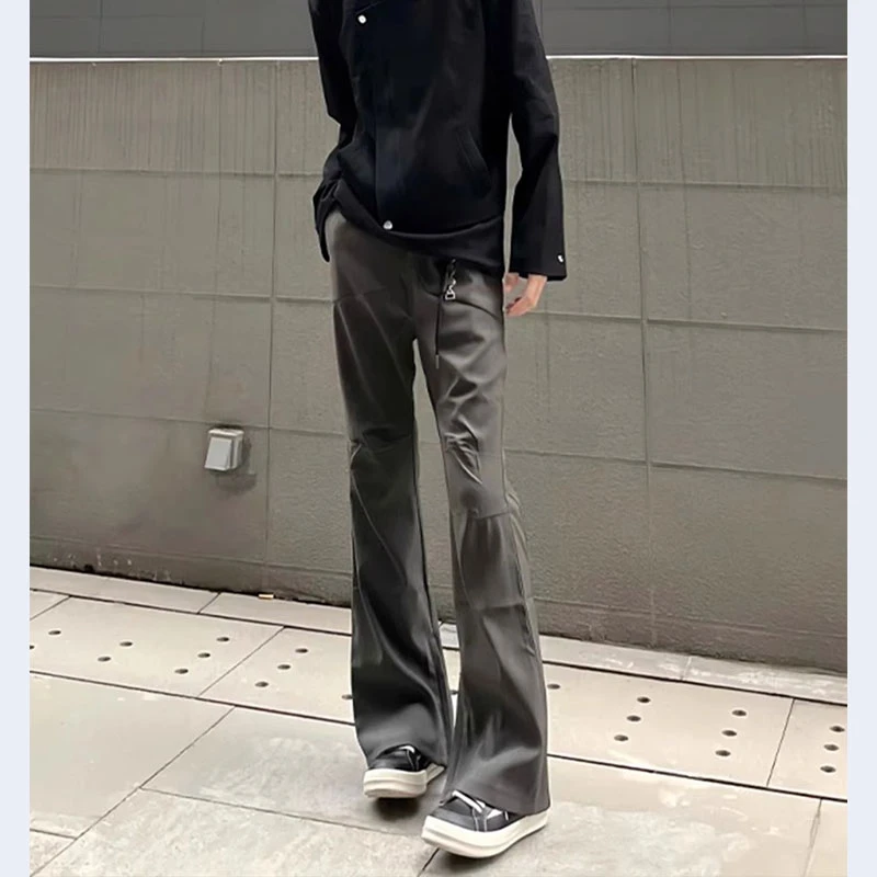 cleanfit灰色弯刀西裤男春秋款高级感修身裤子美式高街vibe直筒裤