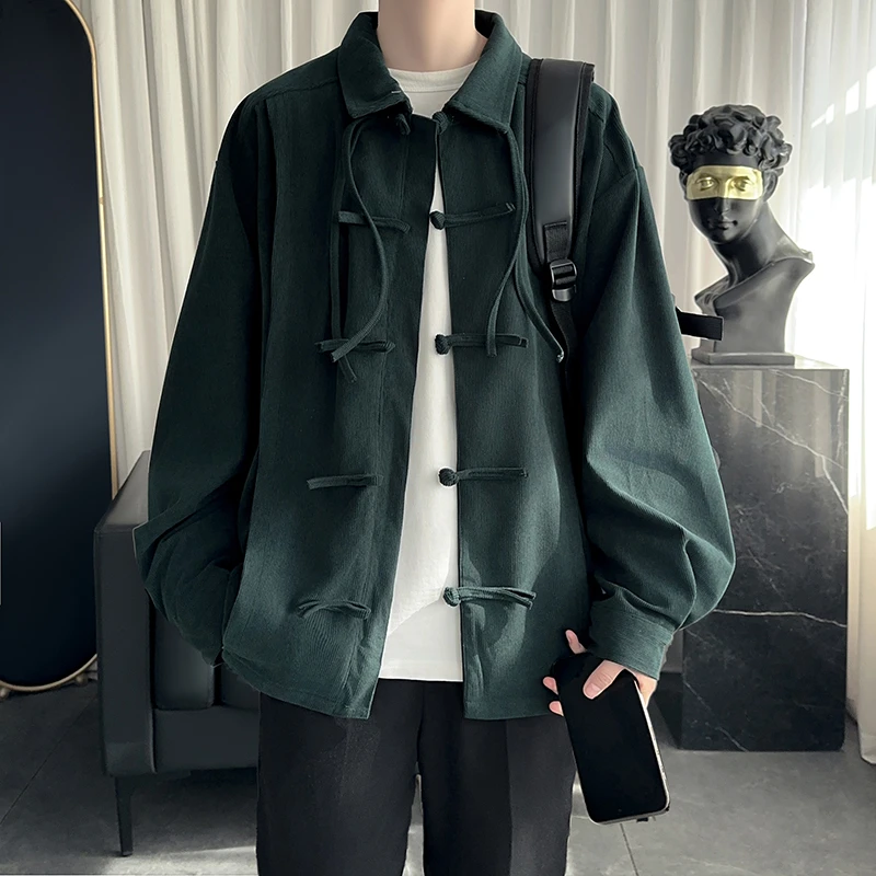 新中式国风道袍衬衫男款国潮长袖衬衣夏季复古高级感男装上衣外套