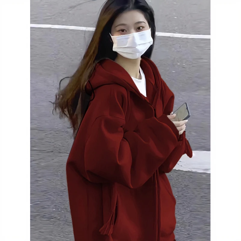 美式复古hiphop卫衣男春秋重磅硬挺高街潮牌连帽oversize开衫外套