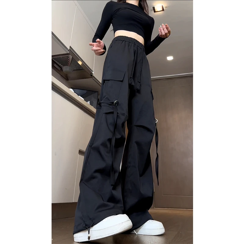美式冰丝休闲裤男款夏季机能阔腿户外工装裤高街潮牌cleanfit裤子