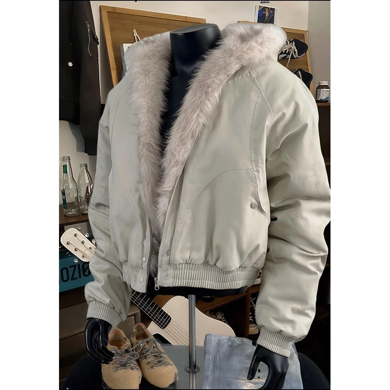 cleanfit座山雕二代毛领连帽夹克外套男款秋冬季加厚重磅帆布棉服