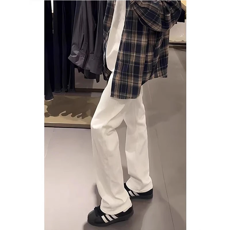 cleanfit白色软牛仔裤男款美式高街vibe裤子ootd穿搭高级感微喇裤