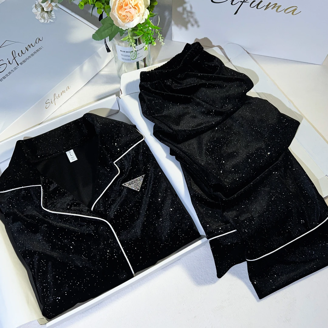 Sifuma/斯服玛《满天星情侣》秋冬睡衣女款爆款2025新款金丝绒套装