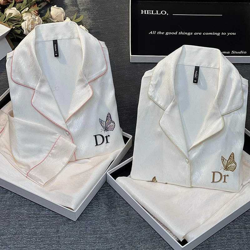 Sifuma/斯服玛《蝴蝶》春秋丝质轻奢长袖两件套睡衣家居服女