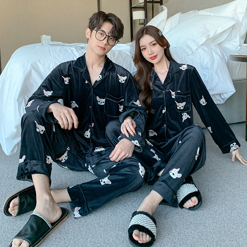 Sifuma/斯服玛《法斗情侣》金丝绒秋冬时尚舒适两件套家居服礼盒装