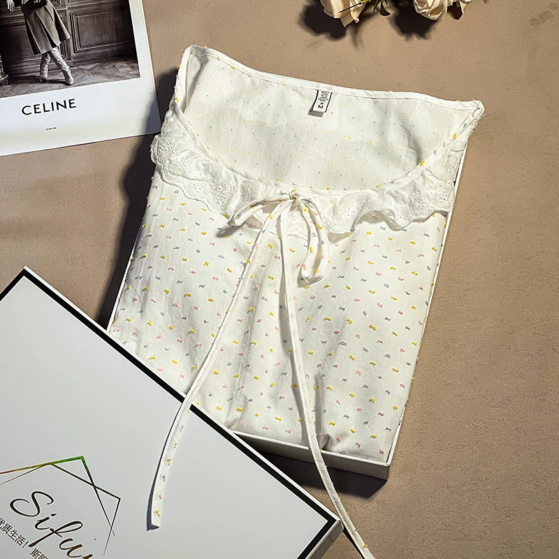 Sifuma/斯服玛《彩色提花》春秋睡裙女款爆款2024新款棉质带胸垫