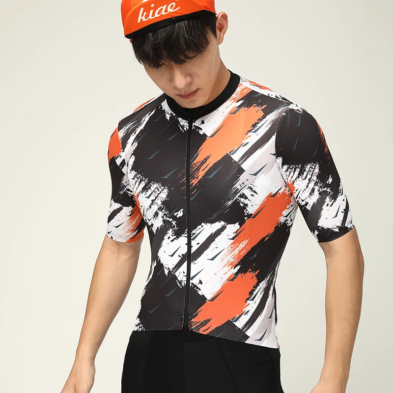 KIAE春夏短袖油画骑行服男女公路自行车山地单车网眼透气上衣口袋