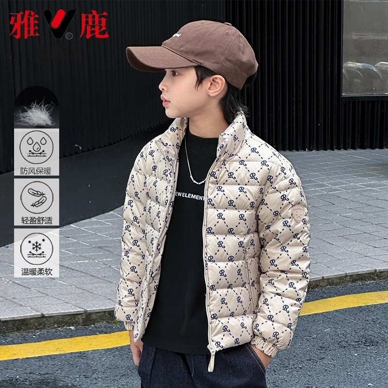 【ZJ】雅鹿2024秋冬新款儿童羽绒服男童女童中大童亲子装白鸭绒外套