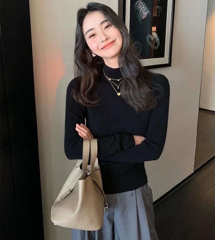 强烈推荐~ 绵羊毛无缝一体两面可穿高品质打底上衣9053