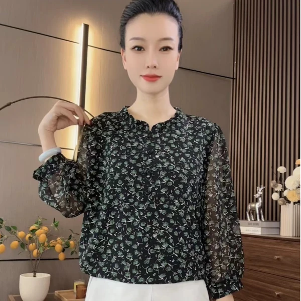 704〖山茶花〗新款时尚遮肉显瘦遮肚衬衫上衣洋气百搭