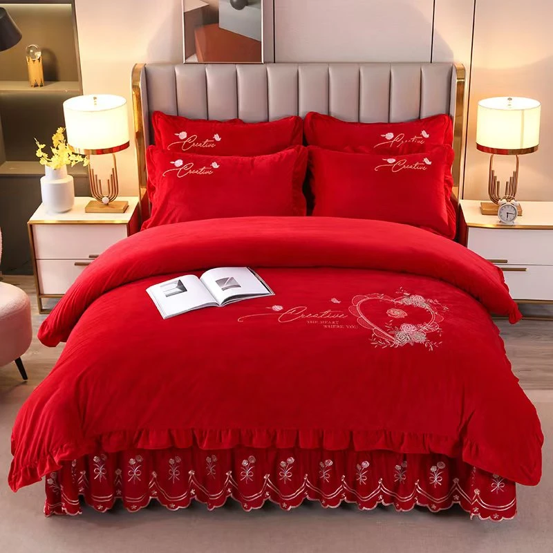 高端保暖婴儿绒【真爱永恒 床盖款】加厚床盖款四件套