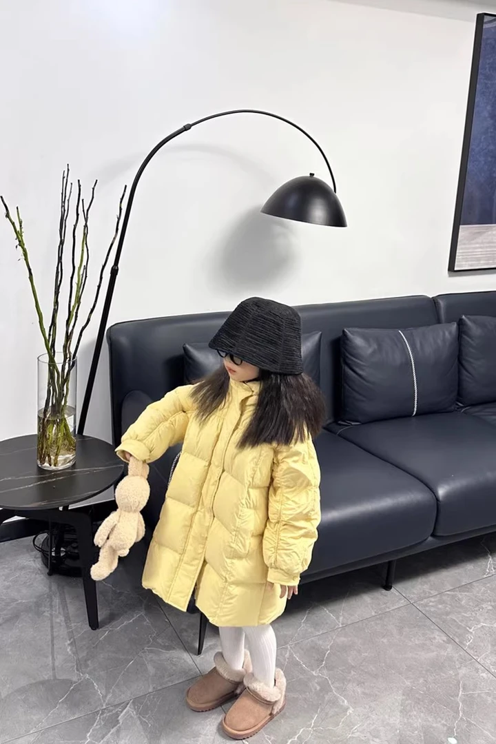女童2023秋冬装新款小童羽绒服儿童90白鸭绒男童宝宝长款加厚外套