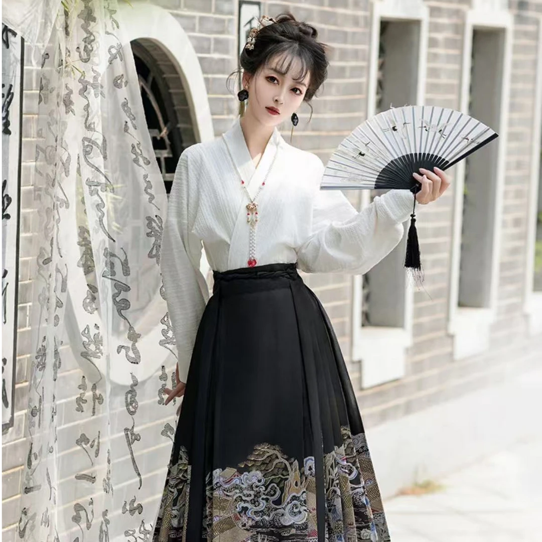 【针织交领上衣】正品汉服斜襟上衣秋冬新款古风外衣