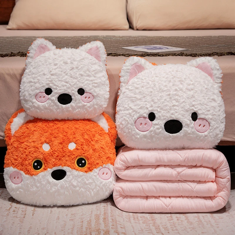 狐朋狗友抱枕被子两用加厚办公室折叠午睡枕头空调被二合一靠枕