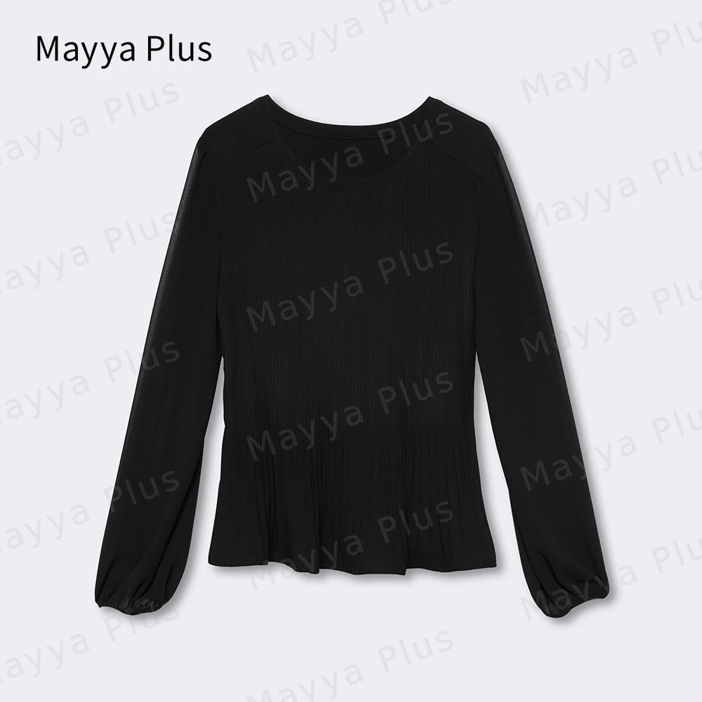 【三宅美人】Mayya Plus时尚新品气质显瘦百搭款灯笼袖上衣32336372