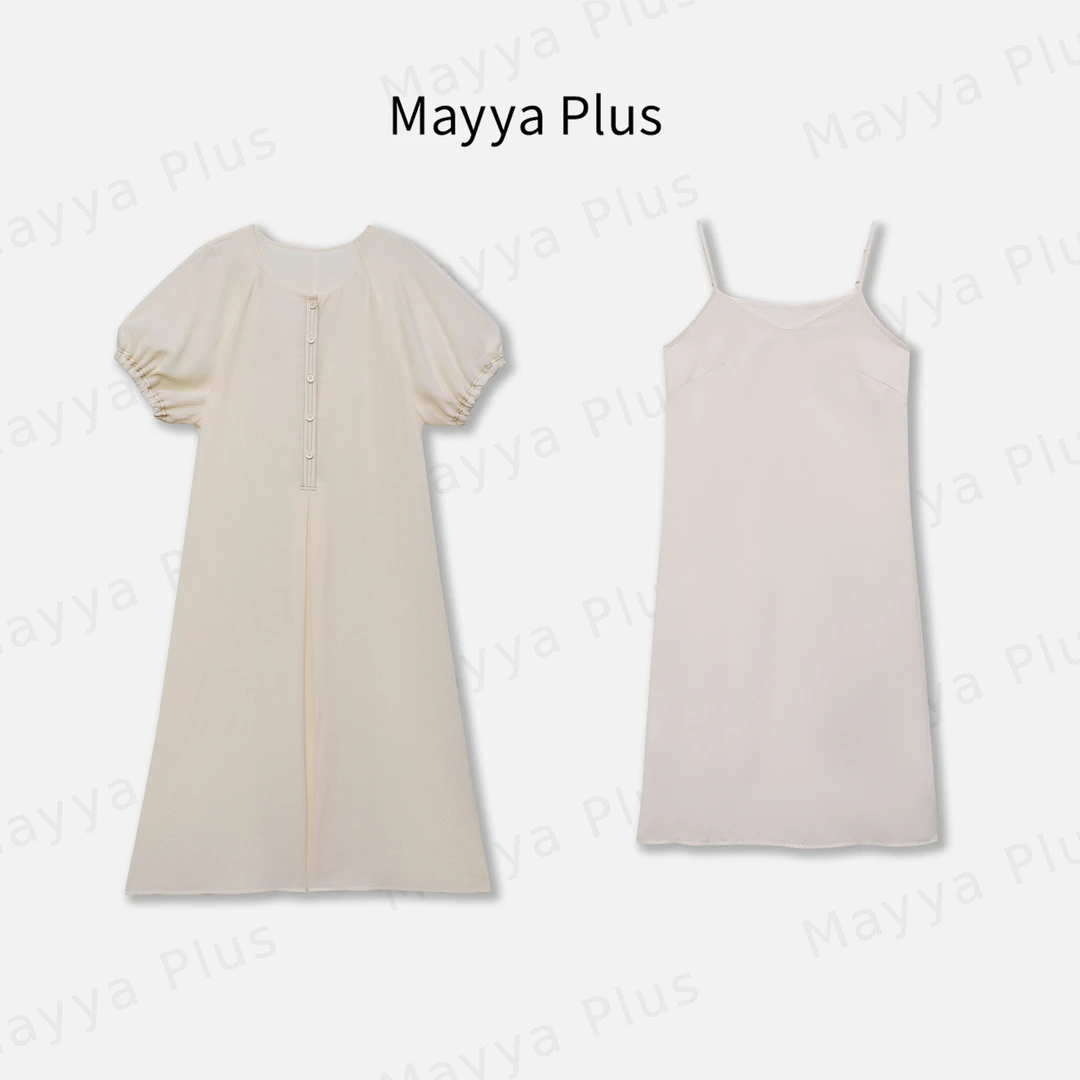 【清风里】Mayya Plus时尚新品轻奢气质显瘦款梭织连衣裙32428555AB