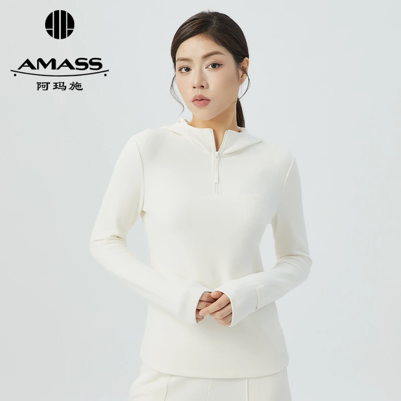 AMASS阿玛施 新款黑曜岩丘比特休闲长袖连帽卫衣女士5300662 秋冬