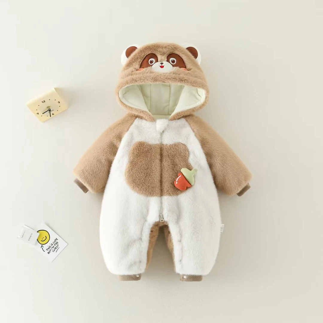 【浣熊仔仔】婴儿连体衣冬季加厚加绒棉服宝宝冬季可爱超萌外出冬装