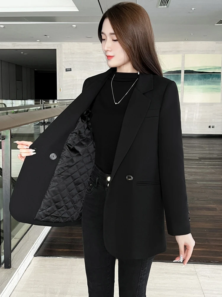 2025流行加厚西装外套女秋冬新款休闲职业流行时尚百搭显瘦小西服