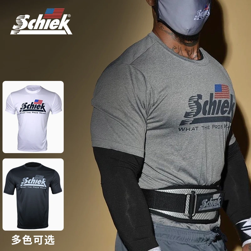 美国schiek旭克旗舰poly健身短袖男宽松纯色圆领男士运动训练T恤