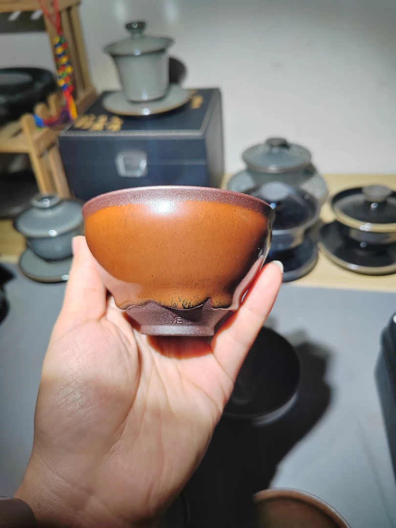 估佬龙窑柴烧建盏柿