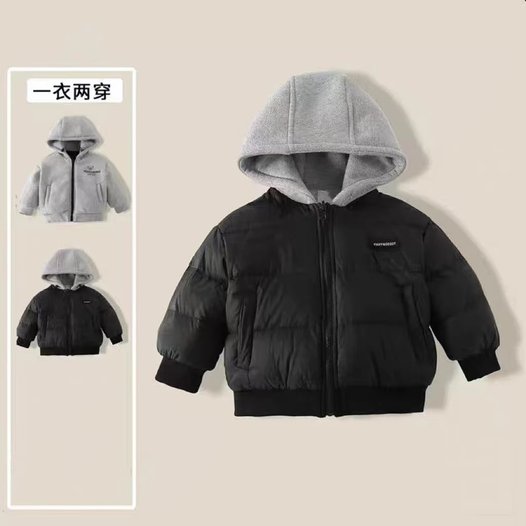 新款修身洋气流行网红简约百搭髦双面穿时尚男棉棉衣棉袄宝宝