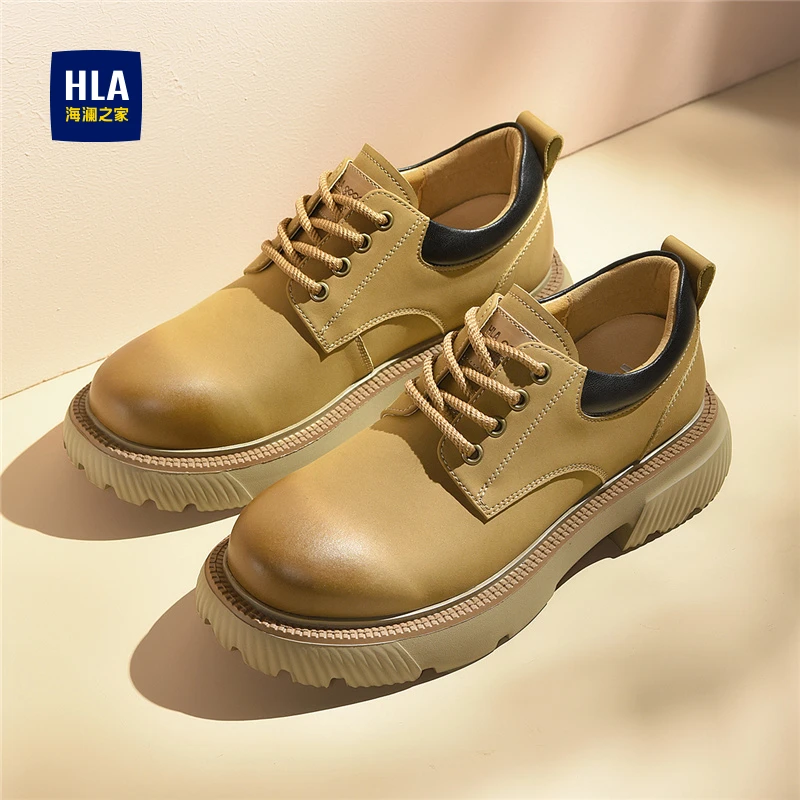 HLA/海澜之家男鞋新款秋冬复古百搭户外耐磨工装鞋低帮休闲皮鞋男