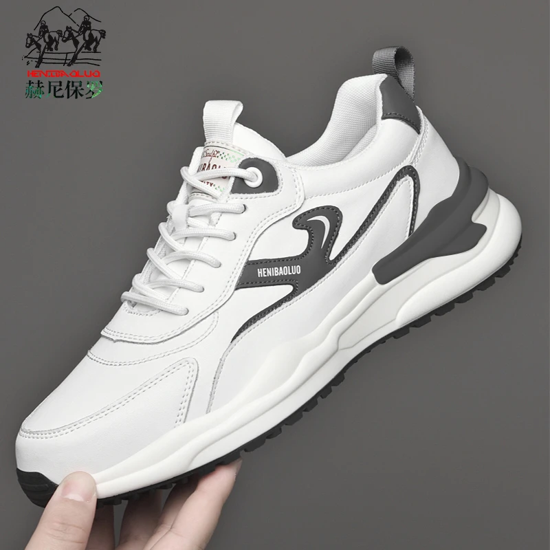 赫尼保罗高端男鞋运动鞋2025秋冬新款轻奢休闲鞋厚底增高旅游鞋男