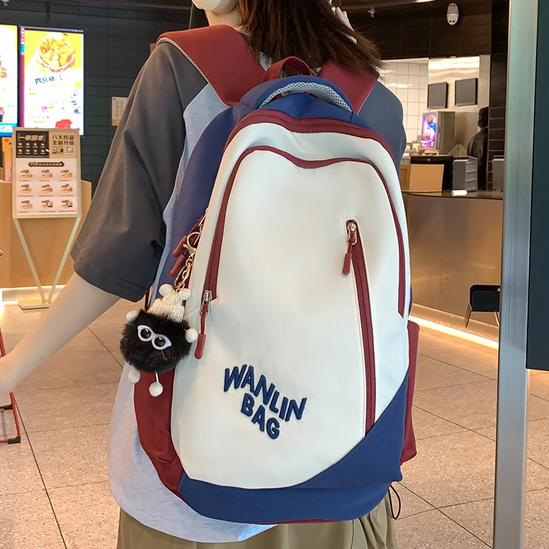 书包女初中生高中中学生ins简约双肩包大容量百搭旅行电脑背包女